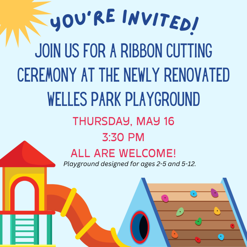 Welles Playground ribbon cutting invitation - May 16, 2024