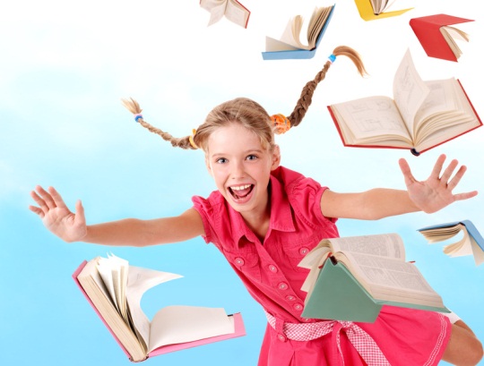 Girl and Books Flying-copyright Gennadiy Poznyakov/Fotolia.com